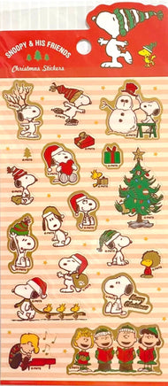 Peanuts Christmas Sticker Set With Gold Metallic Borders (Shiny Gold Borders!) - snoopn4pnuts.com