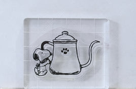 Peanuts Clear Vinyl Stamp On Thick Acrylic Block - Snoopy's Coffee Pot  (Same Pliability As Rubber!)