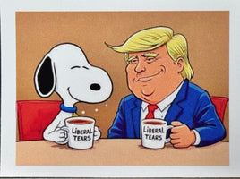 Snoopy and Donald Trump Indoor/Outdoor Waterproof Vinyl Decal - snoopn4pnuts.com
