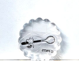 Peanuts Mini Clear Vinyl Stamp On Thick Acrylic Block - Woodstock Holding Spoon  (Same Pliability As Rubber!)