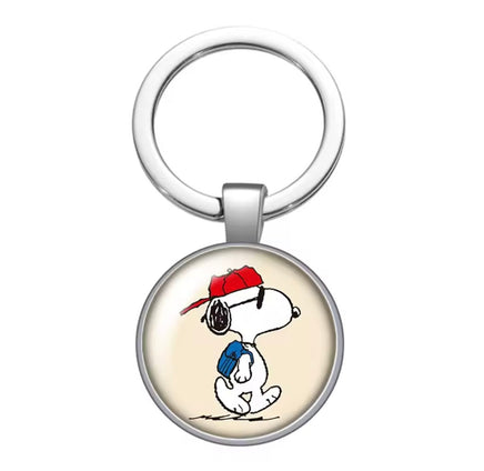 Peanuts Glass and Metal Key Chain - Joe Cool - snoopn4pnuts.com