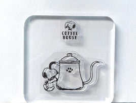 Peanuts 2-Piece Clear Vinyl Stamps On Thick Acrylic Block - Snoopy's Coffee House  (Same Pliability As Rubber!)