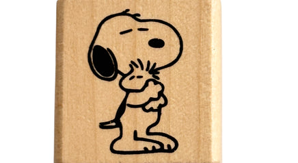 Peanuts Rubber Stamp - Snoopy Hugs Woodstock - snoopn4pnuts.com
