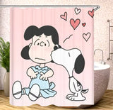 Lucy and Snoopy "Dog Germs" Kiss Shower Curtain With Free Hanger Hooks