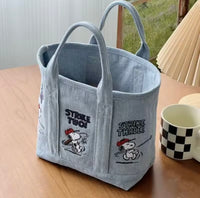Snoopy Small Embroidered Denim Tote Bag