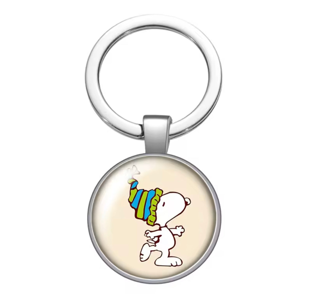 Peanuts Glass and Metal Key Chain - Snoopy Skater