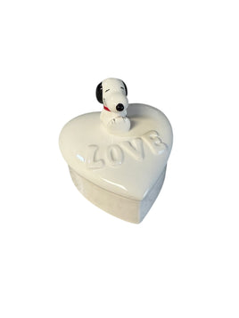 Snoopy Vintage Heart-Shaped Ceramic Trinket Box
