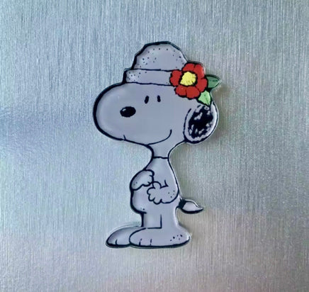 Snoopy Acrylic Magnet - Floral Headband - snoopn4pnuts.com