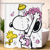 Snoopy Shower Curtain With Free Shower Hooks