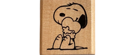 Peanuts Rubber Stamp - Snoopy Hugs Heart - snoopn4pnuts.com