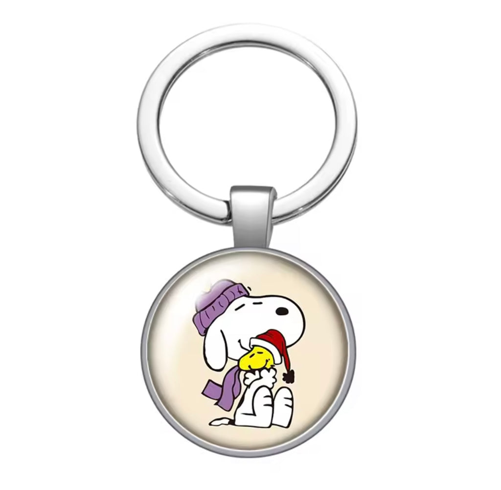 Peanuts Glass and Metal Key Chain - Winter Hugs