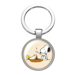 Peanuts Glass and Metal Key Chain - Roasting Marshmallows - snoopn4pnuts.com