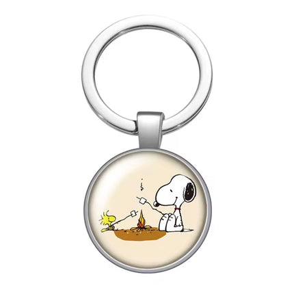 Peanuts Glass and Metal Key Chain - Roasting Marshmallows - snoopn4pnuts.com
