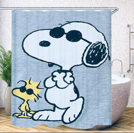 Snoopy Joe Cool Shower Curtain With Free Hanger Hooks - snoopn4pnuts.com