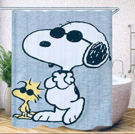 Snoopy Joe Cool Shower Curtain With Free Hanger Hooks - snoopn4pnuts.com