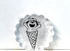 Peanuts Mini Clear Vinyl Stamp On Thick Acrylic Block - Olaf In Cone  (Same Pliability As Rubber!)