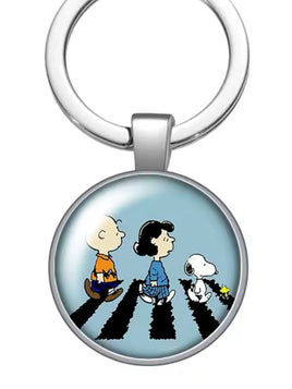 Peanuts Glass and Metal Key Chain - Peanuts Gang On Abbey Road - snoopn4pnuts.com