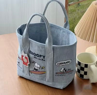 Snoopy Small Embroidered Denim Tote Bag