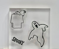 Peanuts Halloween Series 3-Piece Clear Vinyl Stamps On Thick Acrylic Block - Spooky (Same Pliability As Rubber!)