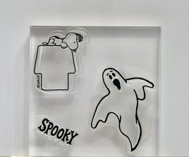 Peanuts Halloween Series 3-Piece Clear Vinyl Stamps On Thick Acrylic Block - Spooky (Same Pliability As Rubber!)
