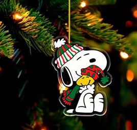 Snoopy Acrylic Christmas Ornament - Hugs - snoopn4pnuts.com