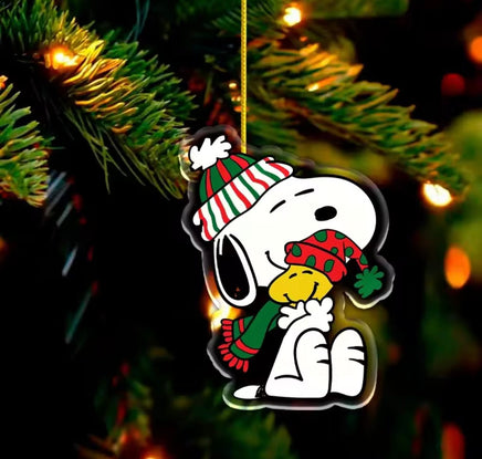 Snoopy Acrylic Christmas Ornament - Hugs - snoopn4pnuts.com