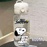 Snoopy Clear Acrylic Water Bottle With Finger Carrying Loop - Here's Snoopy!