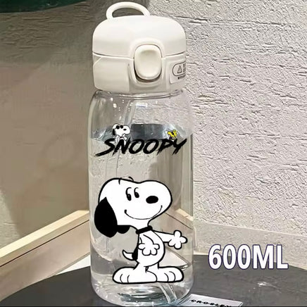 Snoopy Clear Acrylic Water Bottle With Finger Carrying Loop - Here's Snoopy! - snoopn4pnuts.com