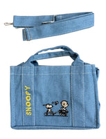 Charlie Brown and Snoopy Small Embroidered Denim Tote Bag
