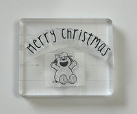 Peanuts Christmas Series 2-Piece Vinyl Stamps On Thick Acrylic Block - Olaf Merry Christmas (Same Pliability As Rubber!)