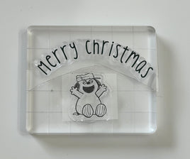 Peanuts Christmas Series 2-Piece Vinyl Stamps On Thick Acrylic Block - Olaf Merry Christmas (Same Pliability As Rubber!)