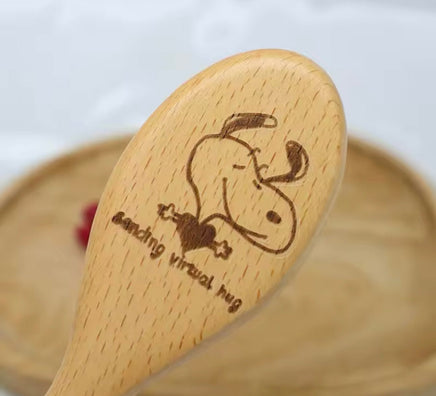 Snoopy Pocket and Purse Size Wood Hair Brush - Oval Shape - snoopn4pnuts.com