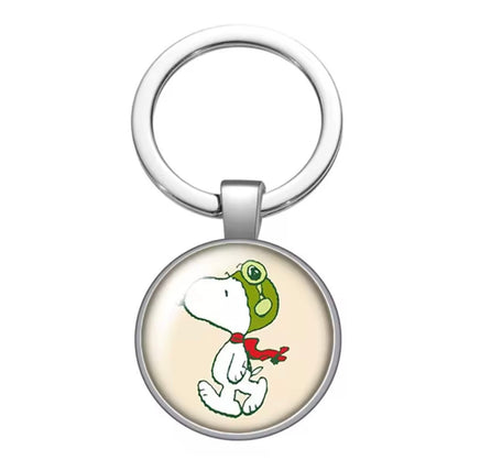 Peanuts Glass and Metal Key Chain - Flying Ace - snoopn4pnuts.com