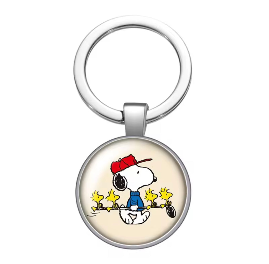 Peanuts Glass and Metal Key Chain - Snoopy Golfer
