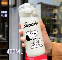 Snoopy Clear Acrylic Water Bottle With Finger Carrying Loop - Here's Snoopy!