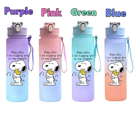 Snoopy Large Capacity Water Bottle With Removable Wrist Strap - Stay Calm - snoopn4pnuts.com