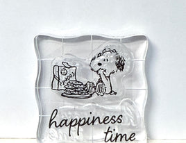 Peanuts 2-Piece Clear Vinyl Stamps On Thick Acrylic Block - Happiness Time With Andy  (Same Pliability As Rubber!)