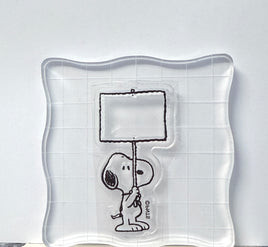 Peanuts Clear Vinyl Stamp On Thick Acrylic Block - Snoopy Message Sign (Personalize It!)  Same Pliability As Rubber!