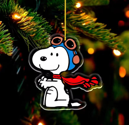 Snoopy Acrylic Christmas Ornament - Flying Ace - snoopn4pnuts.com