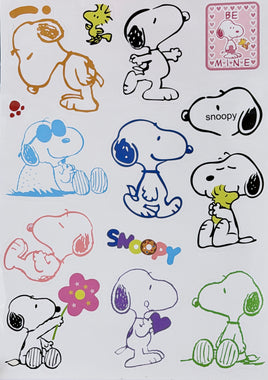 Snoopy Vinyl Indoor/Outdoor Glossy Sticker Set  (8 1/2" X 11 1/2" Sheet)