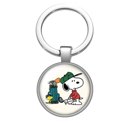 Peanuts Glass and Metal Key Chain - Golfer - snoopn4pnuts.com