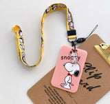 Snoopy Removable ID Case With Clear Vinyl Window and Decorative Lanyard