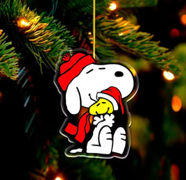 Snoopy Acrylic Christmas Ornament - Hugs - snoopn4pnuts.com