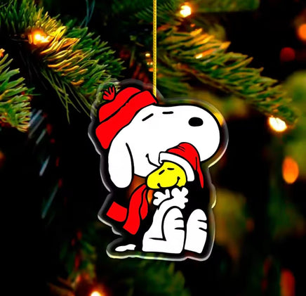 Snoopy Acrylic Christmas Ornament - Hugs - snoopn4pnuts.com