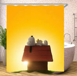 Snoopy Dog House Sunset Shower Curtain With Free Hanger Hooks