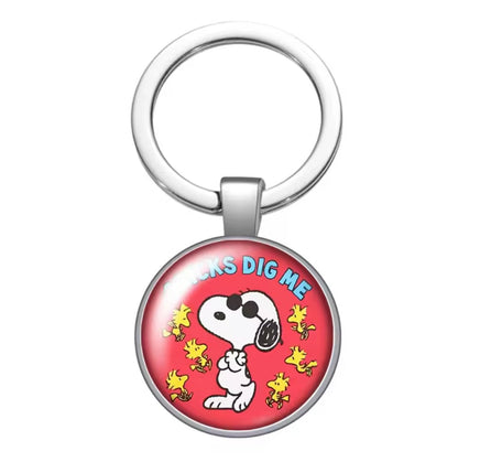 Peanuts Glass and Metal Key Chain - Joe Cool - snoopn4pnuts.com