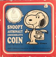 1969 Snoopy Nasa Astronaut Silver-Plated Commemorative Coin On Original Card (Card Worn/Coin Tarnished Along Edges)
