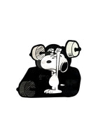 Snoopy Plastic Lenticular Sticker (Over 5" Wide!) - 3-Way Feature: Weightlifter In 3 Poses