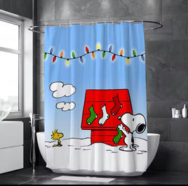 Snoopy Holiday Shower Curtain With Free Hanger Hooks - snoopn4pnuts.com