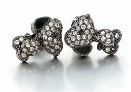 Snoopy Cubic Zirconia Crystal Post Earrings With Black Finish Over Brass - snoopn4pnuts.com